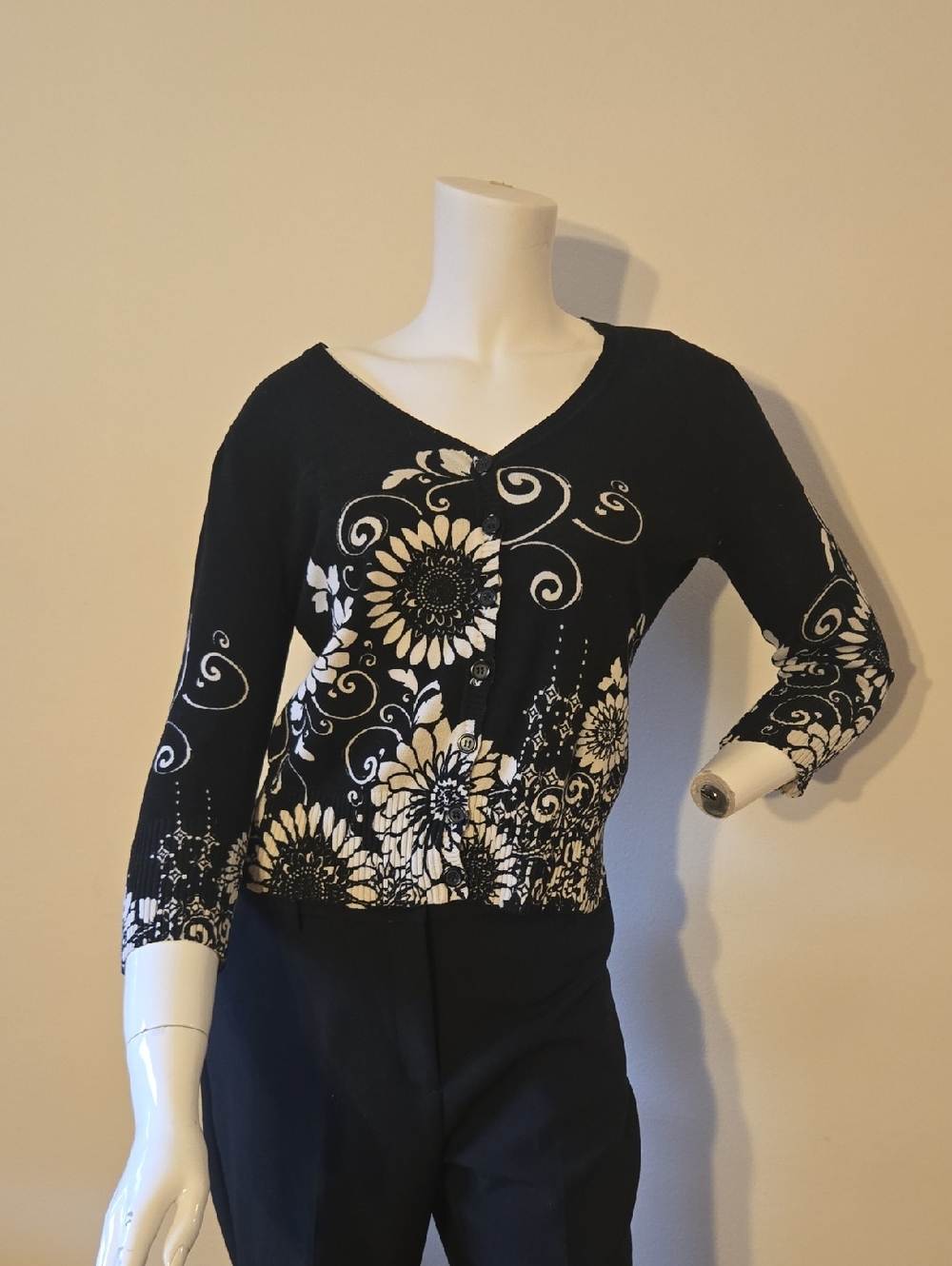 Ice Black and White Knit Petite Top